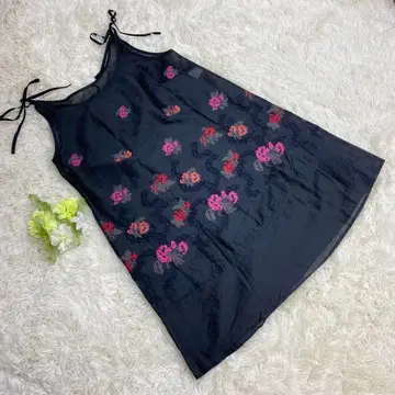 479 TOKUKO 원피스 튜닉 리본 사이즈 9 자수 꽃무늬