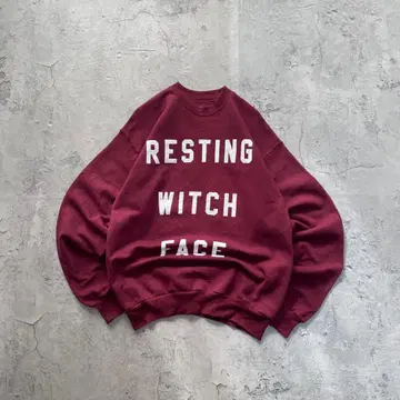 헤인즈 USA 구제 의류 삼단 프린트 맨투맨 트레이닝복 보르도