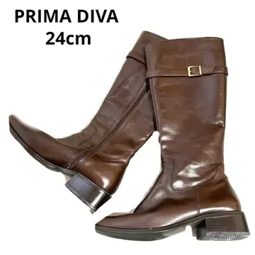 [ PRIMA DIVA ] 가죽 브라운 롱 부츠 24cm