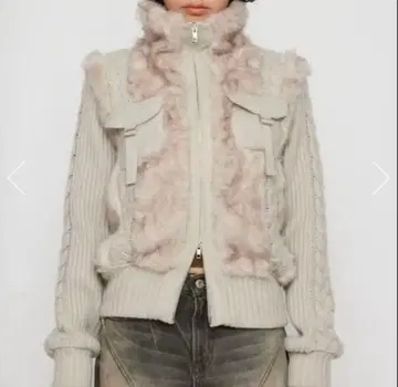 LAGUA GEM 케이블 니트 퍼 블루종