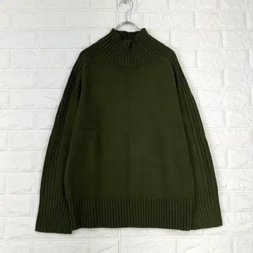 하이넥 니트 [ L 상당 ] 그린 계열 루즈핏 긴팔 스웨터 캐주얼