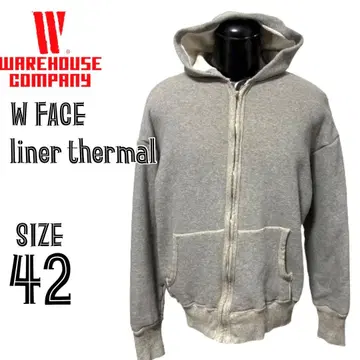 웨어하우스 더블 페이스 뒷면 서멀 풀 집업 후드티 WH-452 그레이