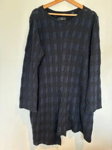 90s Y's 하운드투스 패턴 자카드 밑단 아지메 긴팔 원피스 사이즈 2