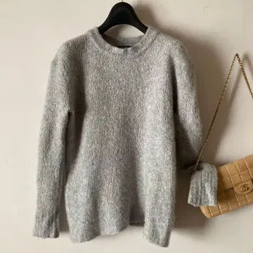 제임스 퍼스*푹신하고 부드러운 캐시미어 80% 함유 크루넥 부클레 니트