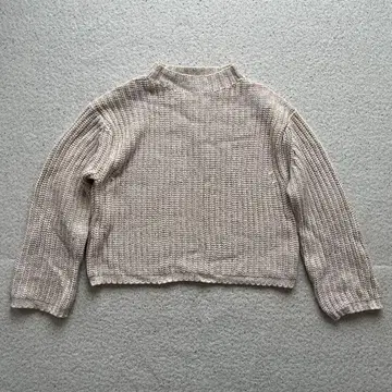 LOWRYS FARM 베이지 믹스 보틀넥 니트 LS