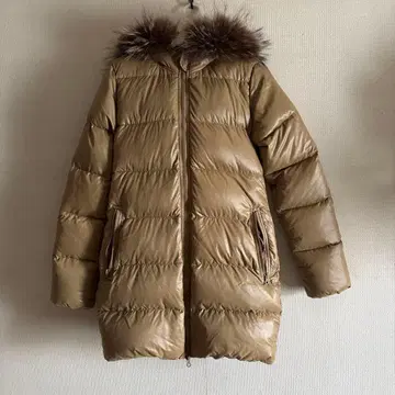 DUVETICA 베이지 다운 자켓 퍼 후드