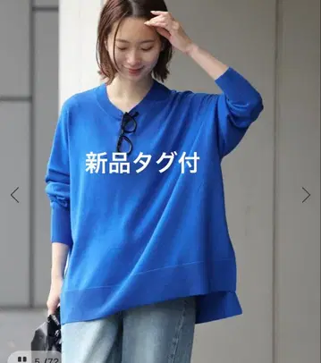 택 포함 새상품 BiellaYarn 와이드 크루넥 풀오버