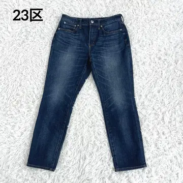 새상품급 23구 스트레치 쾌적 데님 팬츠 허리밴딩 44 네이비