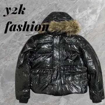 Y2K 스타일 블랙 다운 자켓