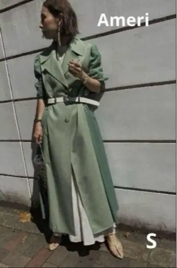 Ameri 아메리빈티지 셔츠 도킹 롱 트렌치코트