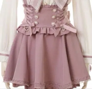 리즈리사 레이스업 서스펜더부 치마바지 스커트 핑크