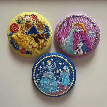 디즈니 자수 캔 배지 프린세스 세트