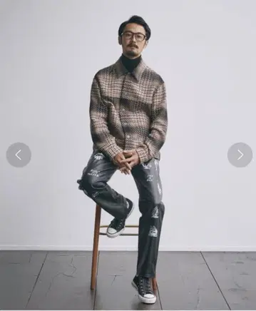 EDIFICE DEVEAUX 바스켓 체크 트래커 자켓 L