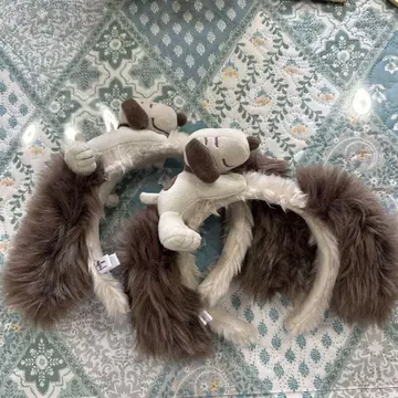 스누피 머리띠 복슬복슬 귀 2개 세트