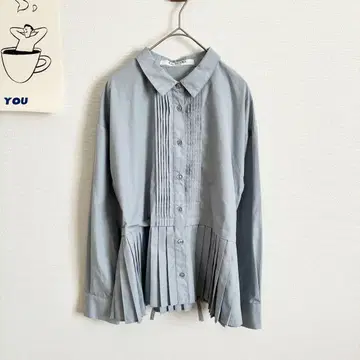 레이빔즈 플리츠 절개 셔츠 블라우스 깔끔한 페미닌