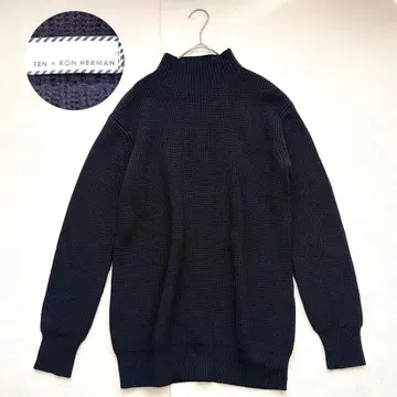 Ron Herman x TEN 별주 울 100% 하이넥 니트 네이비 S