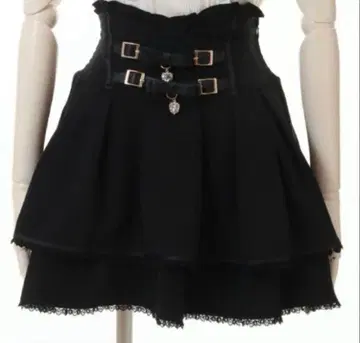 LIZLISA 2단 리본 벨트 치마바지 리즈리사 블랙