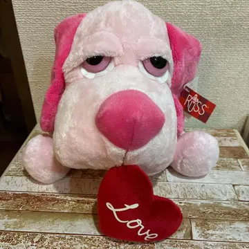RUSS 핑크 강아지 봉제 인형 하트 포함