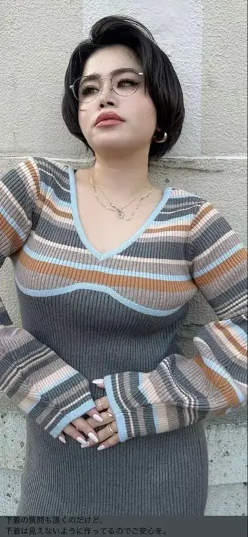 스트라이프 롱 니트 원피스