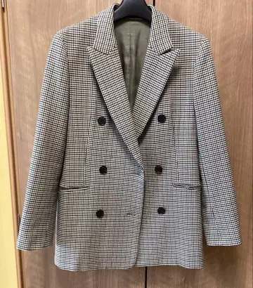 23구 건클럽 체크 더블 테일러드 자켓 브라운 계열 36