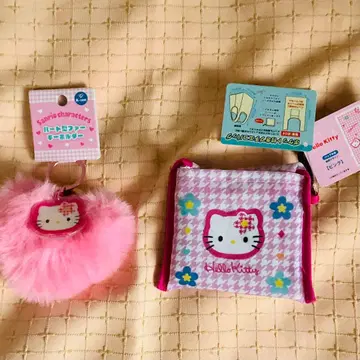 헬로키티 카오하나 하트 모양 퍼 키링 미니 에코백 귀여움