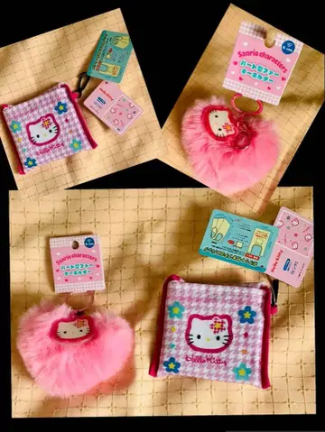 헬로키티 카오하나 하트 모양 퍼 키링 미니 에코백 귀여움