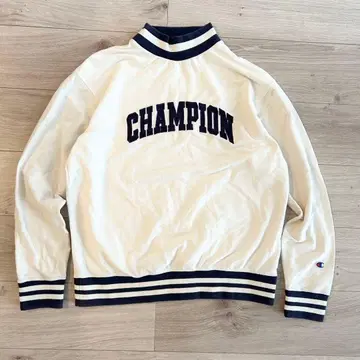 Champion 립 라인 모크넥 맨투맨 XL 화이트 네이비