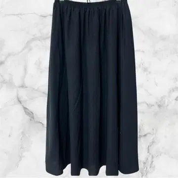 클래식 엘프 롱 스커트 맥시 길이 플레어 린넨 안감 있음 L 블랙