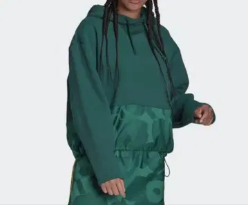 adidas 아디다스 마리메꼬 플라워 자카드 패널 크롭 후드티