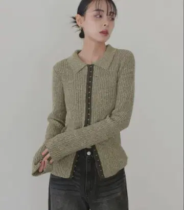 LIAN 후크 디자인 폴로 니트 그린