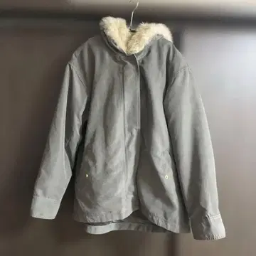 카키 퍼 후드 모즈 코트 M