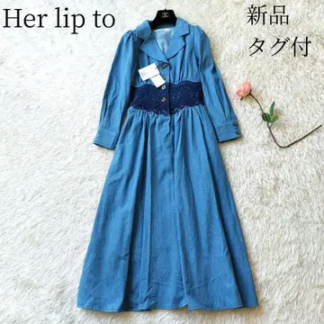 택 포함 새상품 하립투 레이스 벨트 데님 롱 원피스 고급 S