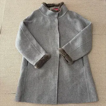 울 그레이 롱 코트 퍼 포함
