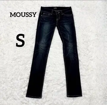 [ 마우지 ] 팬츠 S 블루 데님 스키니 스트레이트 캐주얼