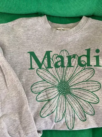 Mardi 꽃무늬 프린트 그레이 맨투맨