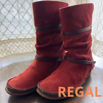 REGAL 리갈 스웨이드 부츠 24.5 빨간색 브라운 계열