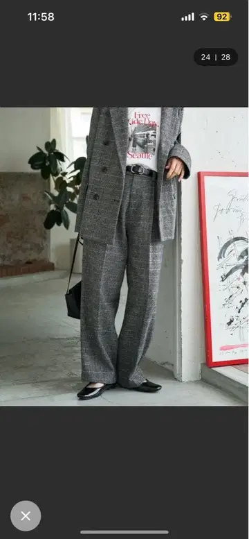 헤링본 체크 팬츠