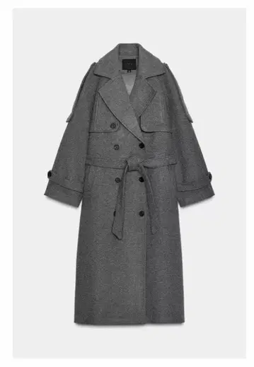 ZARA 더블 브레스트 코트 벨트와 루프 포함 L