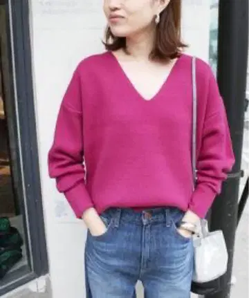 미사용 SLOBE IENA 스무스 니트 V넥 뉴앙스 풀오버