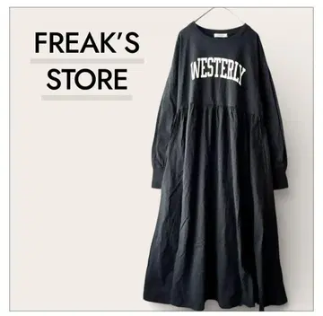 FREAK'S STORE 로고 절개 롱 원피스 블랙 면 100% F