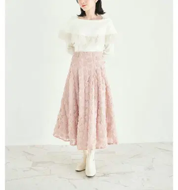 Toccocloset 백 레이스업 입체 플라워 튤 플레어 스커트