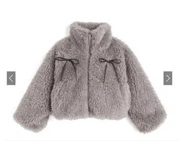 GRL 리본 보아 숏 기장 자켓 그레이