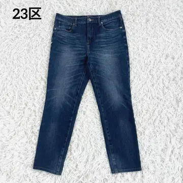 새상품급 23구 스트레치 쾌적 데님 팬츠 허리밴딩 44 네이비