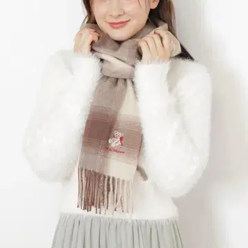 [새상품] 질 바이 질 스튜어트 Holiday 베어 자수 체크 스톨