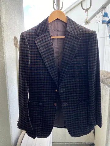 sovereign 벨로아 체크 무늬 테일러드 자켓 46