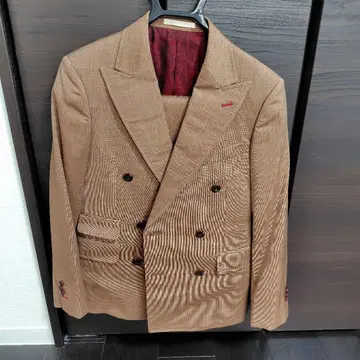 더블 브레스트 수트 브라운