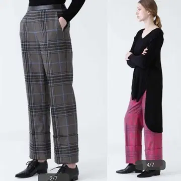 새상품급 어도어 ADORE 컬러 체크 스트레이트 팬츠 42,900엔