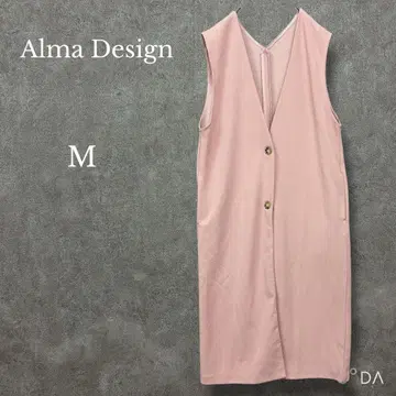 알마디자인 [ M ] V넥 롱베스트 베스트 핑크