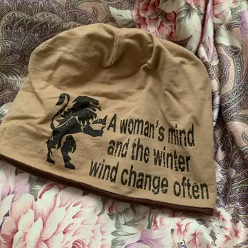 베이지 니트 모자 프린트 프리 사이즈