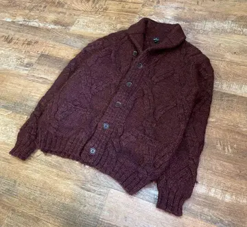 폴 스미스 버건디 케이블 니트 가디건